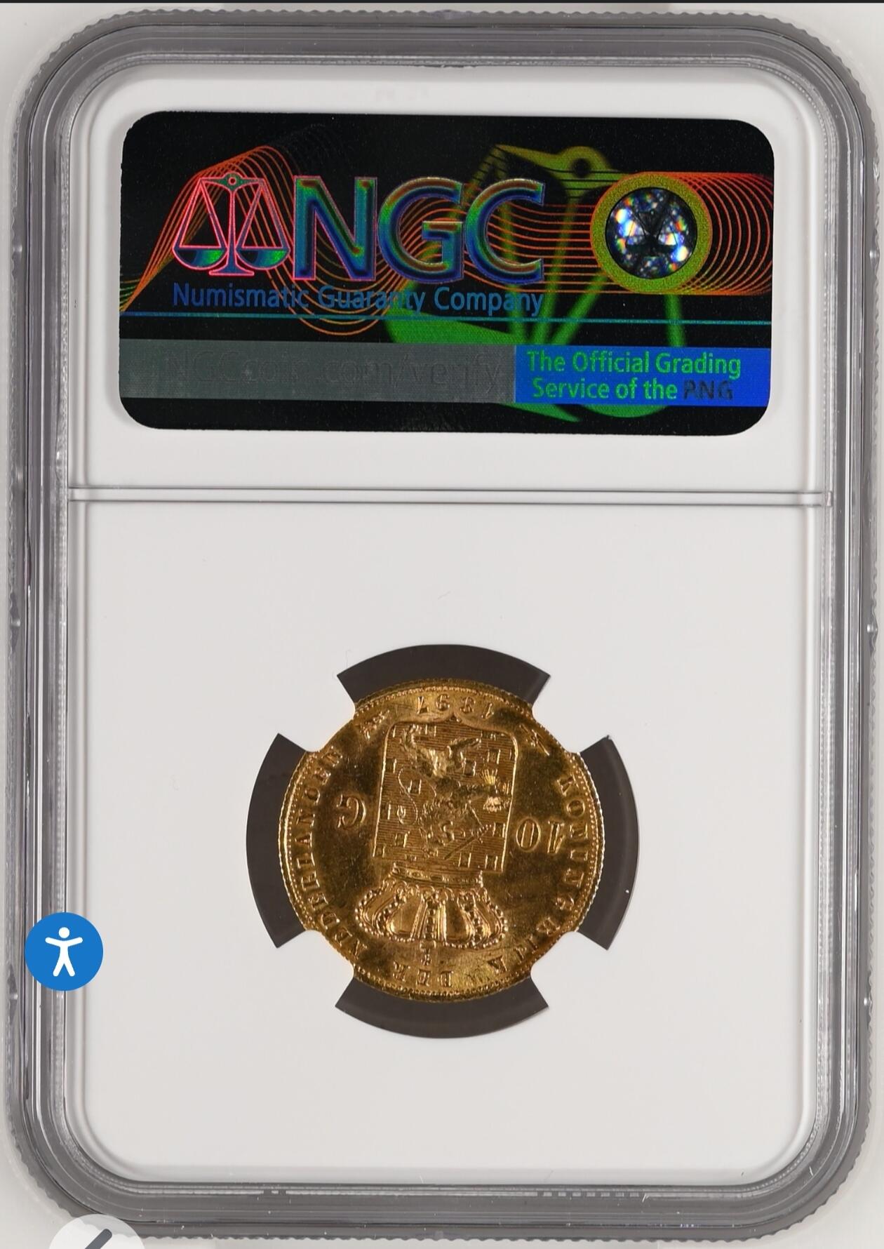 NGC-MS63荷兰1897年威廉明娜女王10盾金币金萝莉