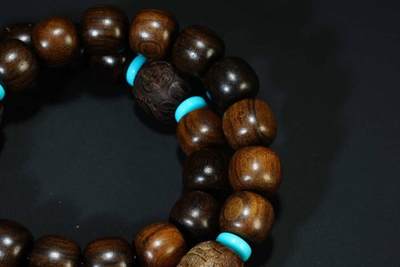 上海都达杂项专场六（全场包邮） 天然虎斑沉香手持跑环流苏桶珠、搭配财宝貔貅吊坠手串 附鉴定证书87-230