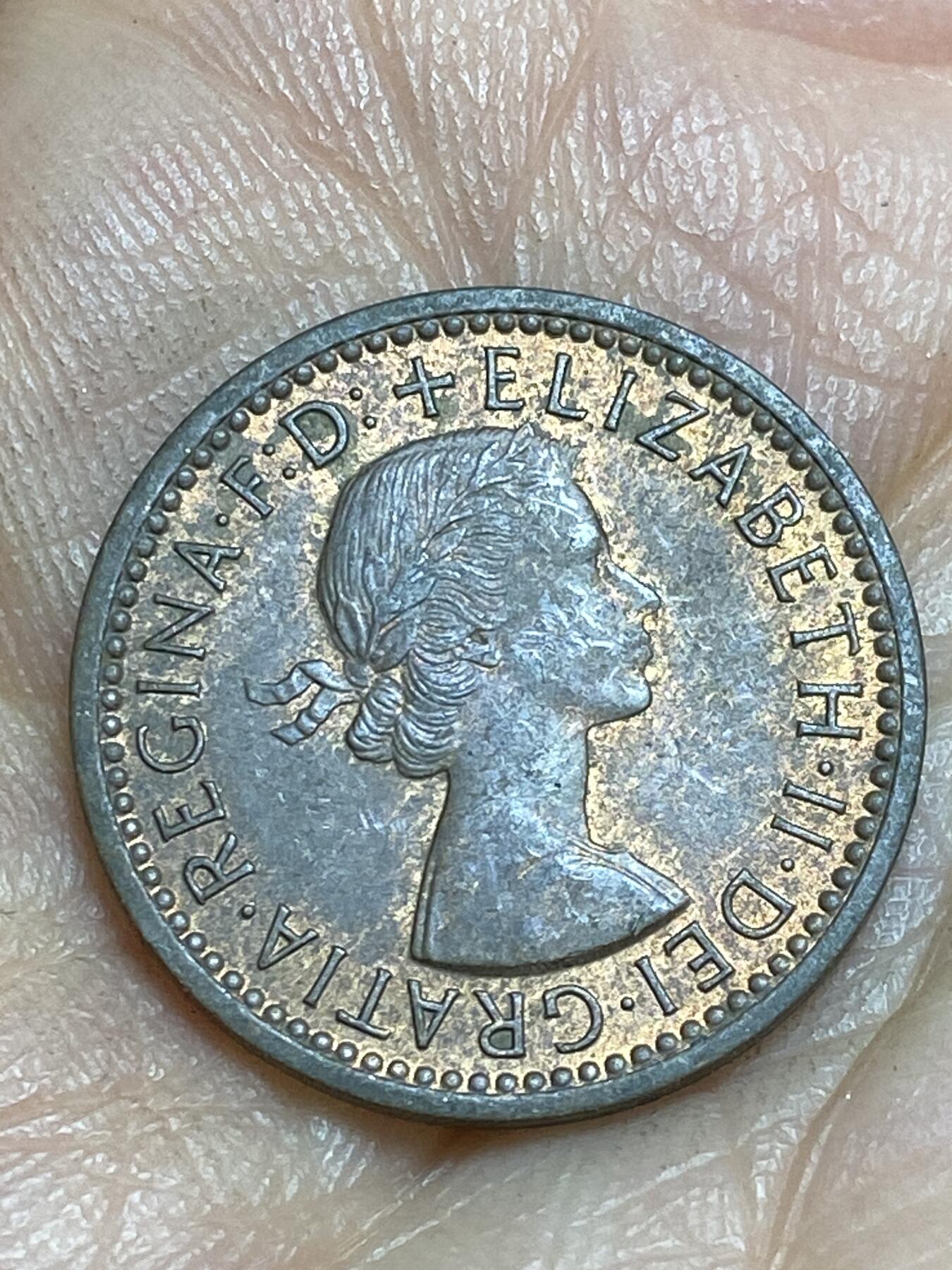 2026年第十四场(总第一百八十三场）外国好品散币场(免佣金) 英国🇬🇧1955年1法新(伊丽莎白二世青年桂冠第二版，仅发行3年)