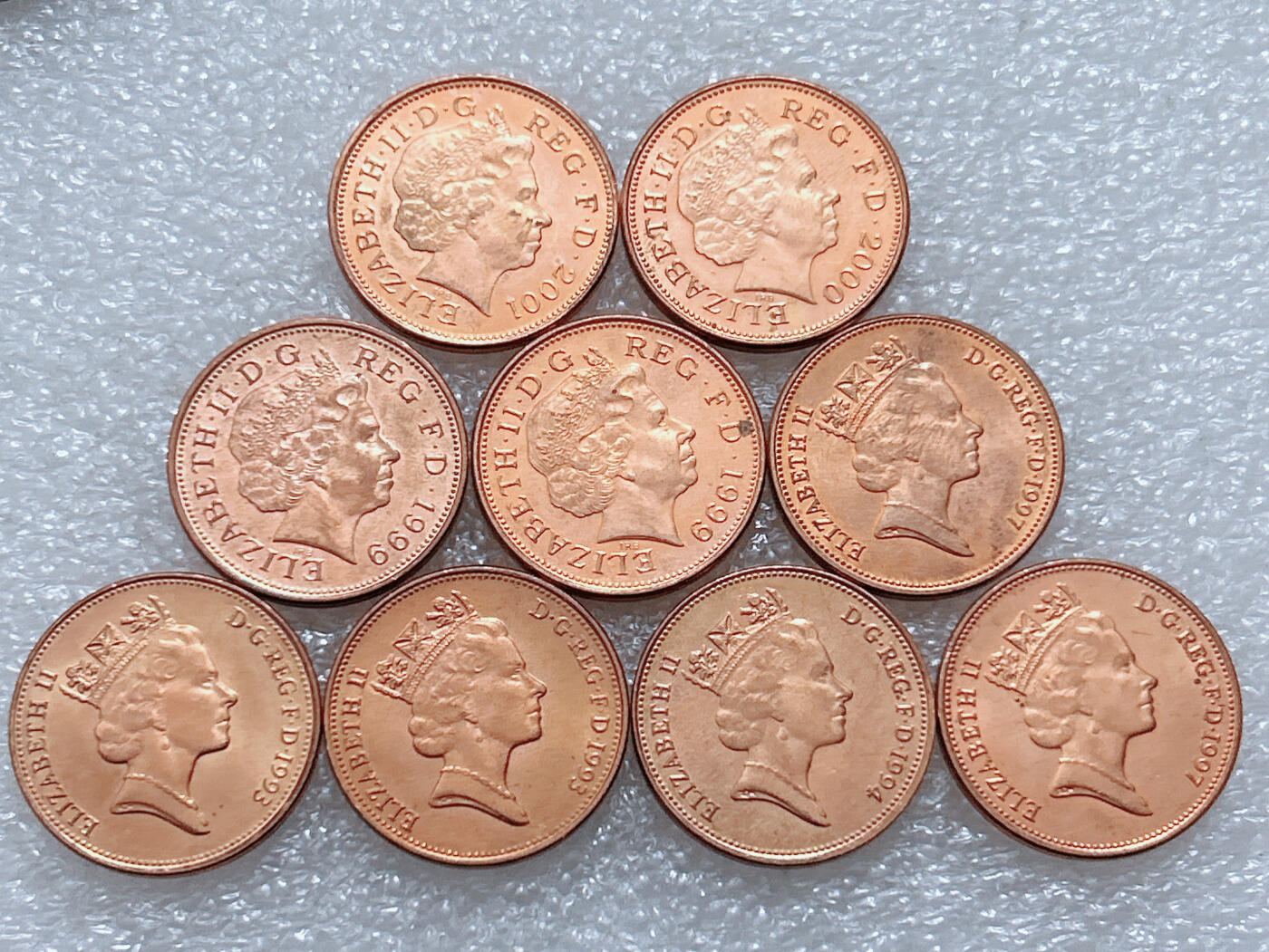 第一海外回流一元起拍收藏 散集专场  第295期 英国2便士硬币 9枚 原光品