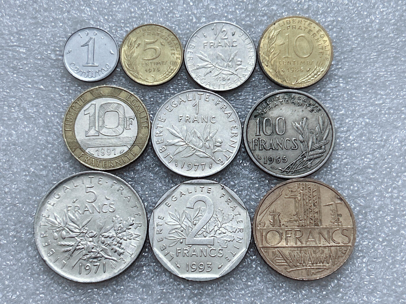 第一海外回流一元起拍收藏 散集专场  第295期 法国不同面值硬币 10枚