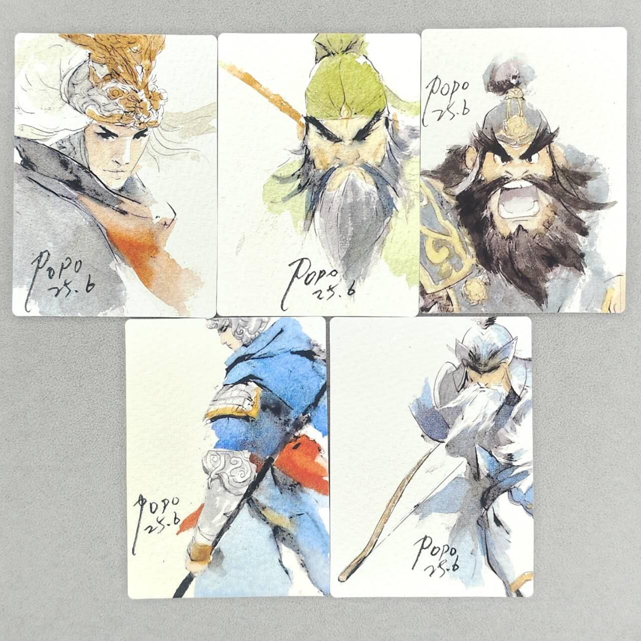 春节前倒数第三场！！龙虎卡牌-七三场（满200元包邮，无佣金，每周六结拍，欢迎送拍） 普卡5张  布丁手绘复刻 三国五虎  一套