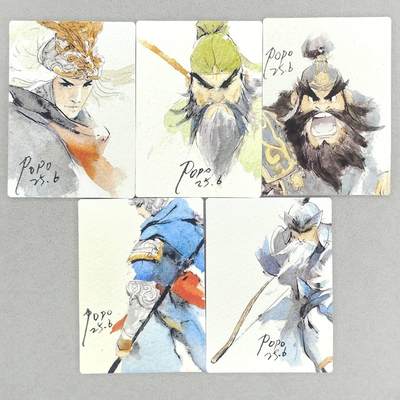 春节前倒数第三场！！龙虎卡牌-七三场（满200元包邮，无佣金，每周六结拍，欢迎送拍） - 普卡5张  布丁手绘复刻 三国五虎  一套