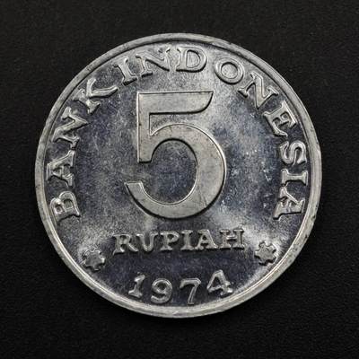 【淘币小摊】限时拍第八百五十三拍  散币银币场  满百包邮可预留两周  周一统一发货  - 印尼1974年5卢比铝币