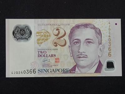 【游宝包邮场】乙巳蛇年第111期 周六集拍 - 新加坡-2元【双尾66 全新UNC】