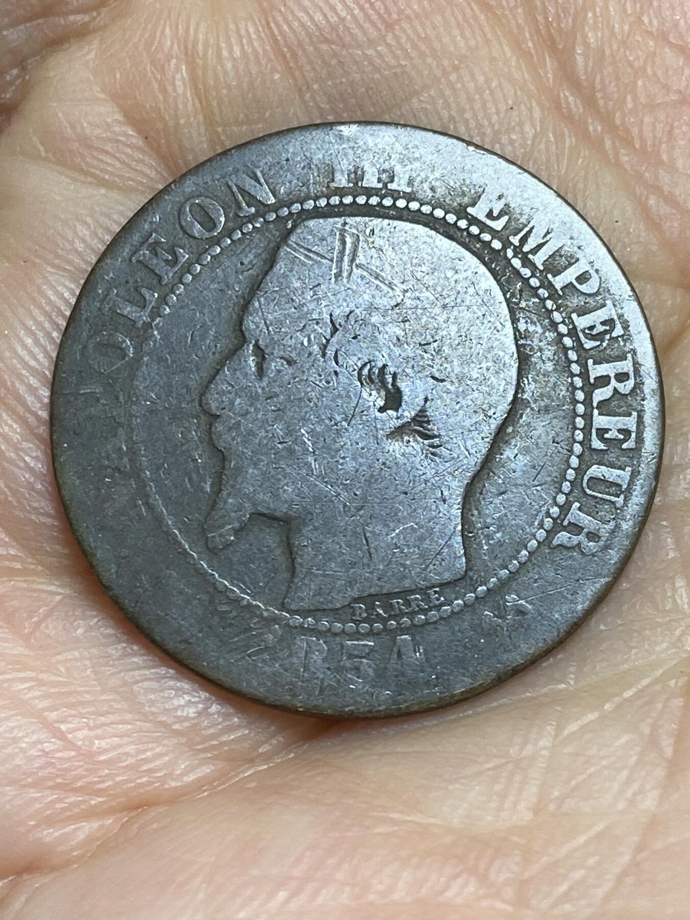 2026年第十四场(总第一百八十三场）外国好品散币场(免佣金) 法兰西第二帝国1854年5生丁(拿破仑三世第一版，B标鲁昂造)