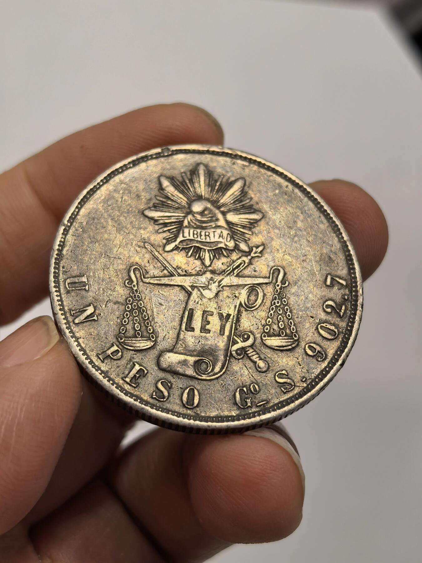 博洋堂世界钱币拍卖第158期（全场包邮） 墨西哥天平鹰洋1872 Go S 1比索 老包浆美品 收藏热门品种