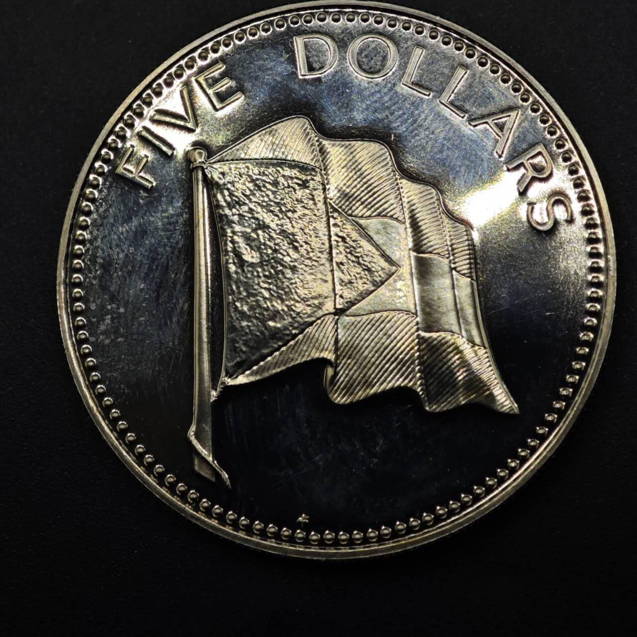 【淘币小摊】限时拍第八百五十三拍  散币银币场  满百包邮可预留两周  周一统一发货  巴哈马1975年5元旗帜大镍币