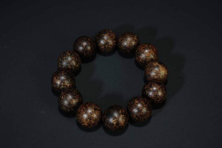 上海都达杂项专场二十五（全场包邮）  天然达拉干沉香2.0圆珠手串 附鉴定证书87-234