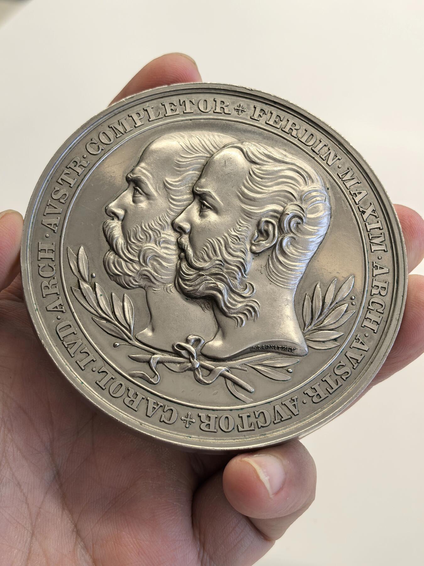 博洋堂世界钱币拍卖第158期（全场包邮） 奥地利纪念维也纳奉献大教堂落成大铜章，79mm