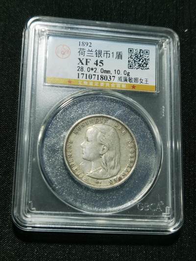 天下钱庄专场欢迎参拍 - 荷兰威廉敏娜萝莉头1盾银币