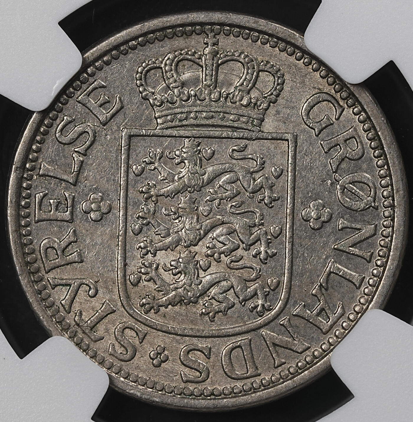 修遠堂世界钱币第102期 NGC AU58 1926年格陵兰25欧尔