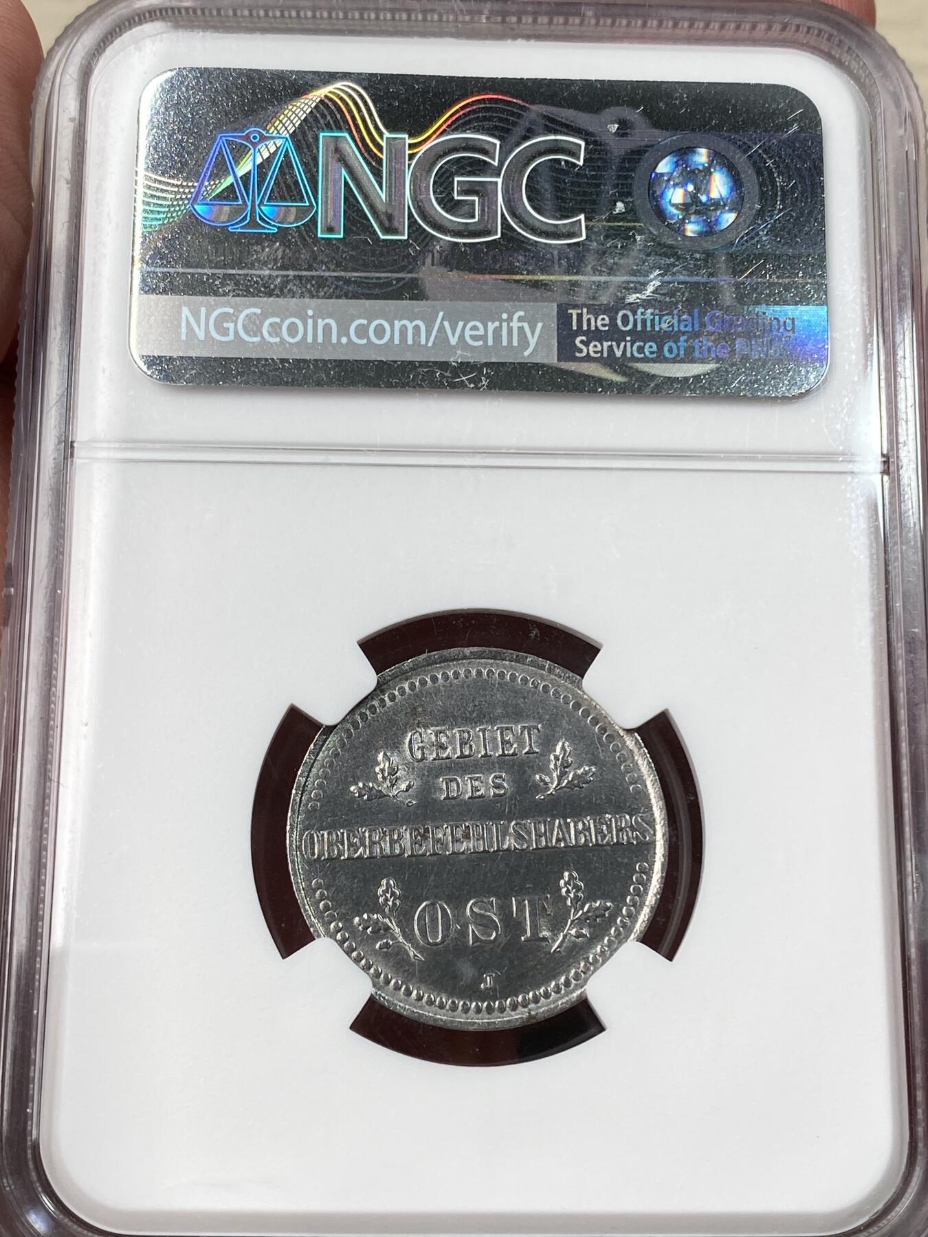 万国钱币拍卖第059期 NGC UNCD 1916年德国一战东线2戈比铁币 原光好品