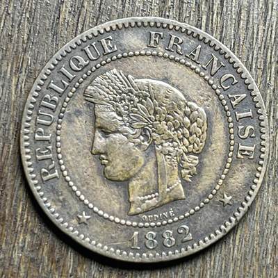 【铜匠收藏】★第140加场★精品老铜币 硬币专场 不寄存，200包邮。不满200元，支付5元运费。《接受代拍 代送NGC评级》 - 22【无寄存】1882 法国 极美 5分 铜币