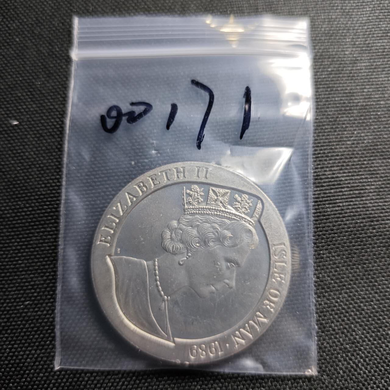 KK钱币收藏小铺  第400期  百期特拍（四拍之四）2月预留时间 周末发货  1989马恩岛1克朗纪念币 华盛顿穿越特拉华州纪念