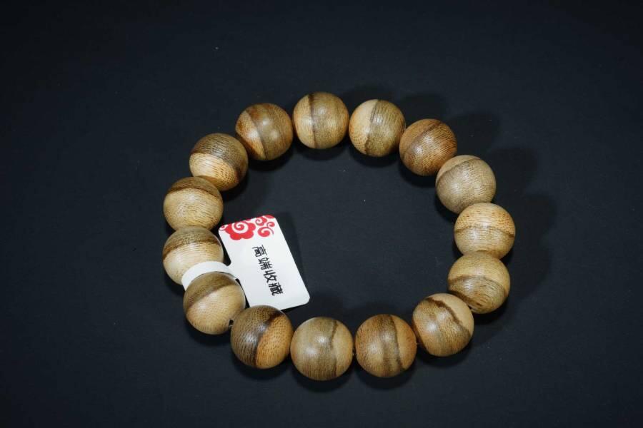 上海都达杂项专场二十五（全场包邮）  天然加里曼丹沉香1.4圆珠手串 附鉴定证书87-222