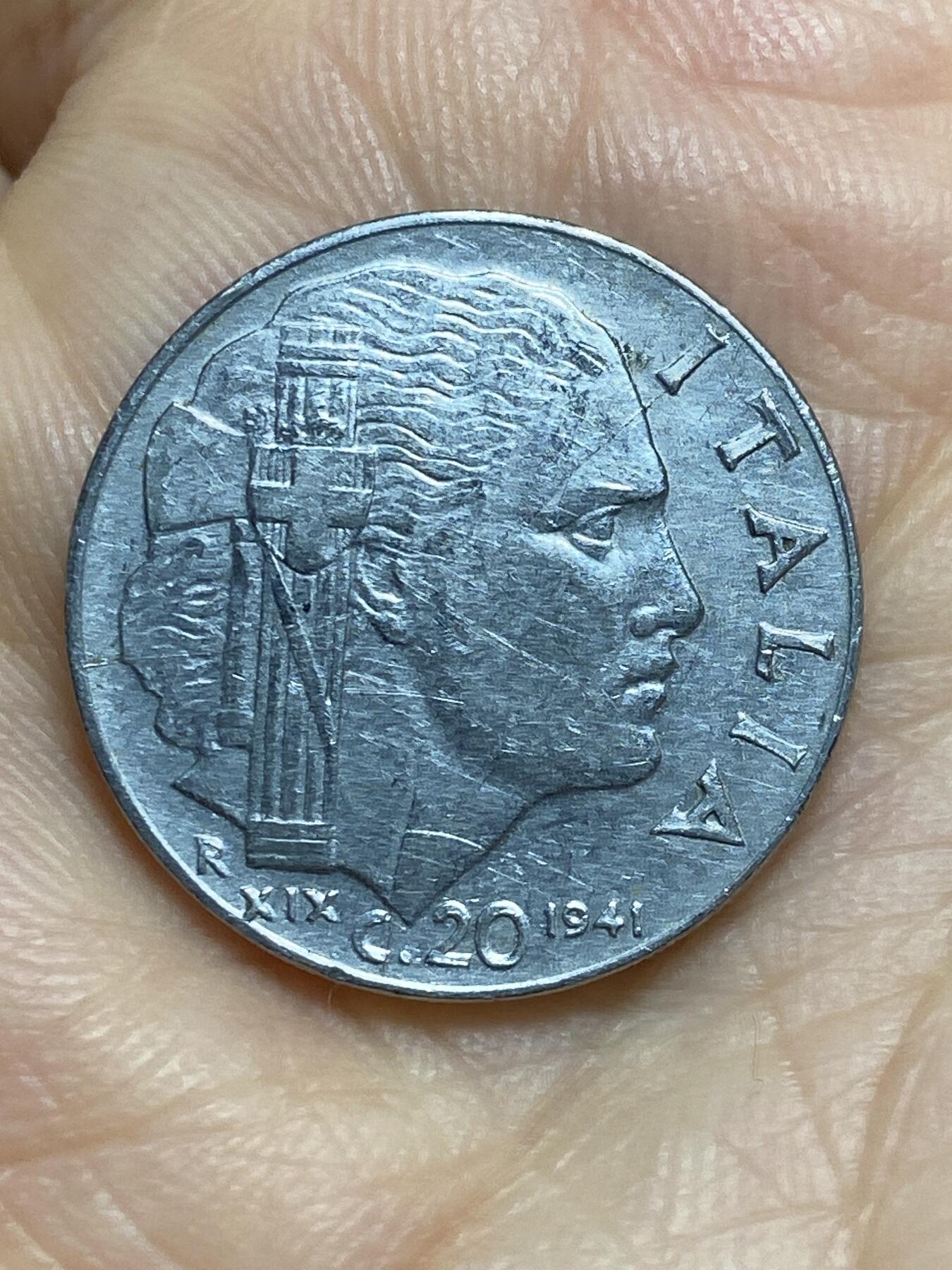 2026年第十四场(总第一百八十三场）外国好品散币场(免佣金) 意大利王国1941年20分(维托里奥·埃马努埃莱三世第四套，有磁版)