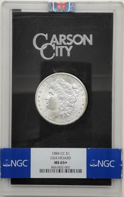 博洋堂世界钱币拍卖第158期（全场包邮） - NGC MS65+ 美国1884年CC版摩根大银币，稀少卡森厂，GSA大封装，收藏级高分