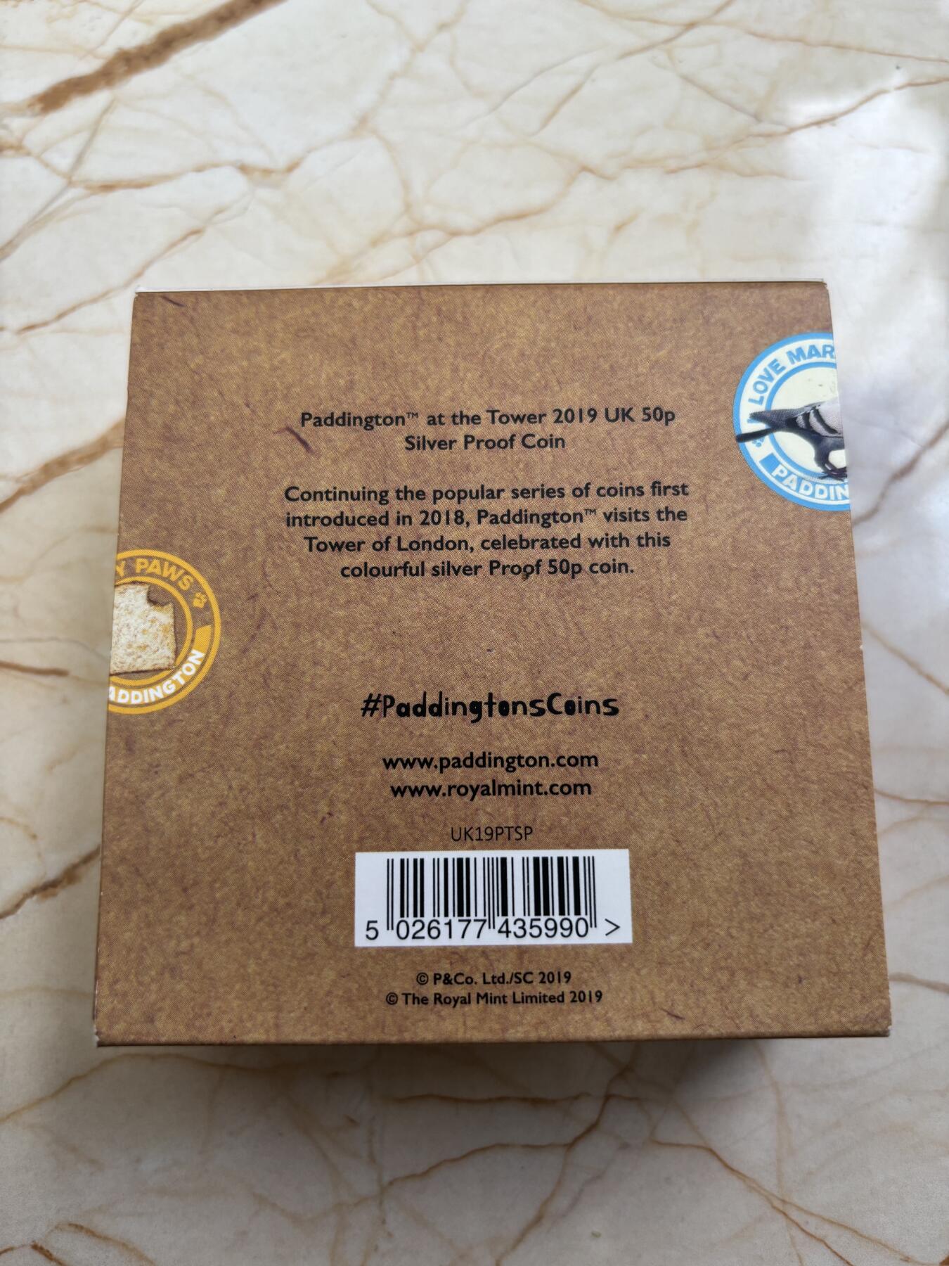 第189期拍卖 英国2019年可爱帕丁顿熊系列3在伦敦塔纪念银币，925银，8克，发行25000枚