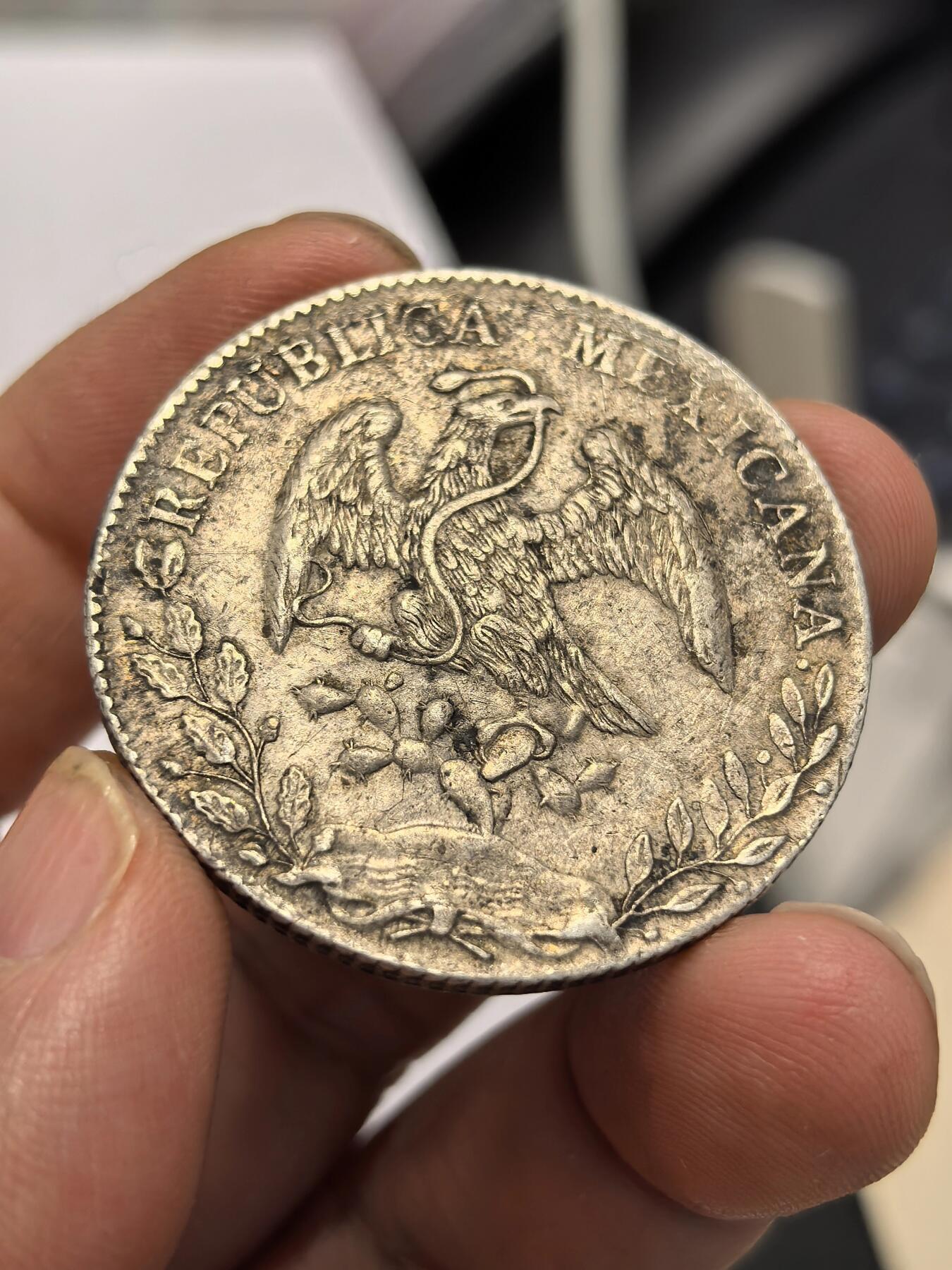 博洋堂世界钱币拍卖第158期（全场包邮） 墨西哥花边鹰洋Mo 1893 AM 8里亚尔 黑油彩包浆