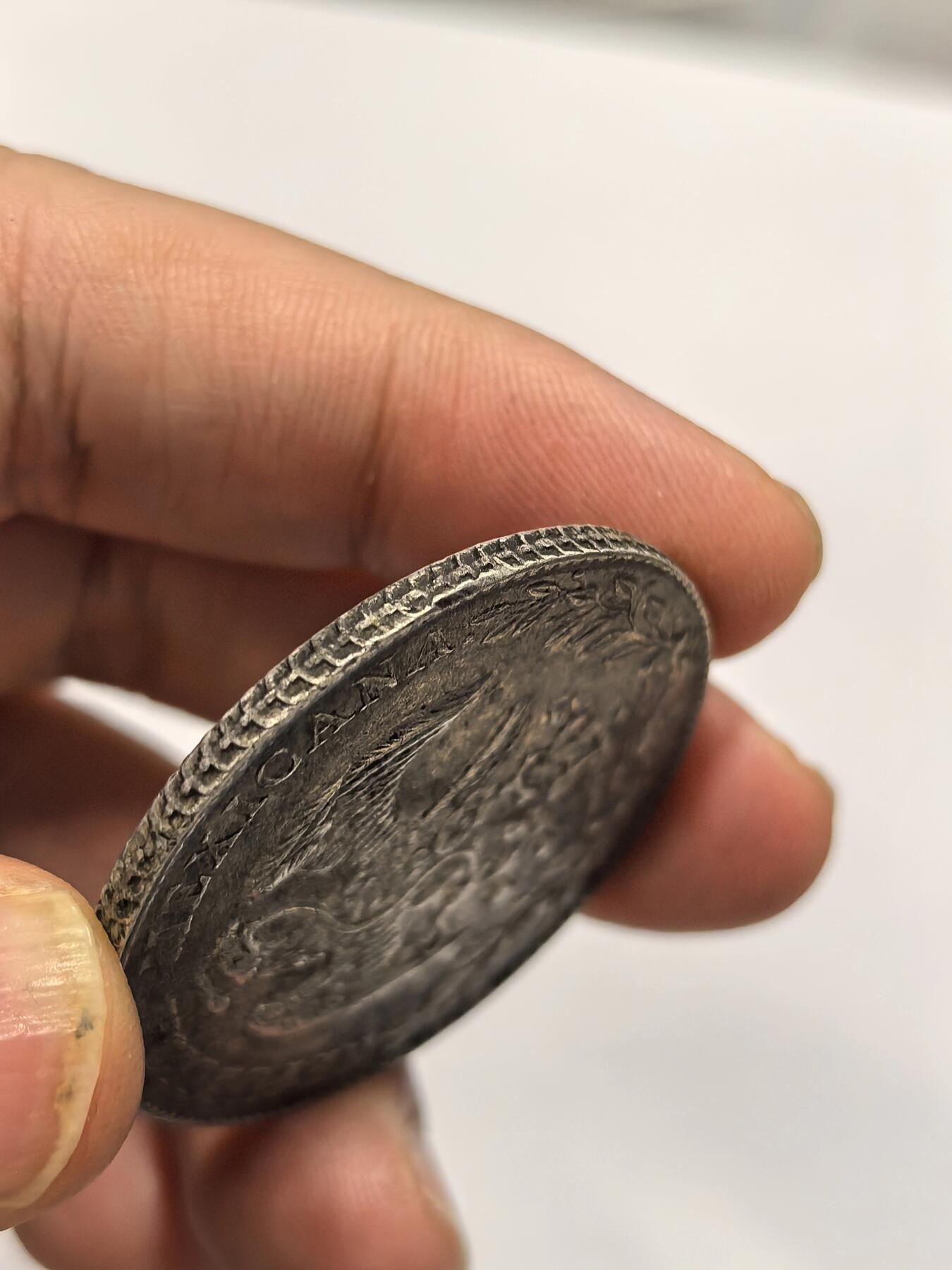 博洋堂世界钱币拍卖第158期（全场包邮） 墨西哥花边鹰洋Mo 1877 MH 8里亚尔 黑油彩包浆