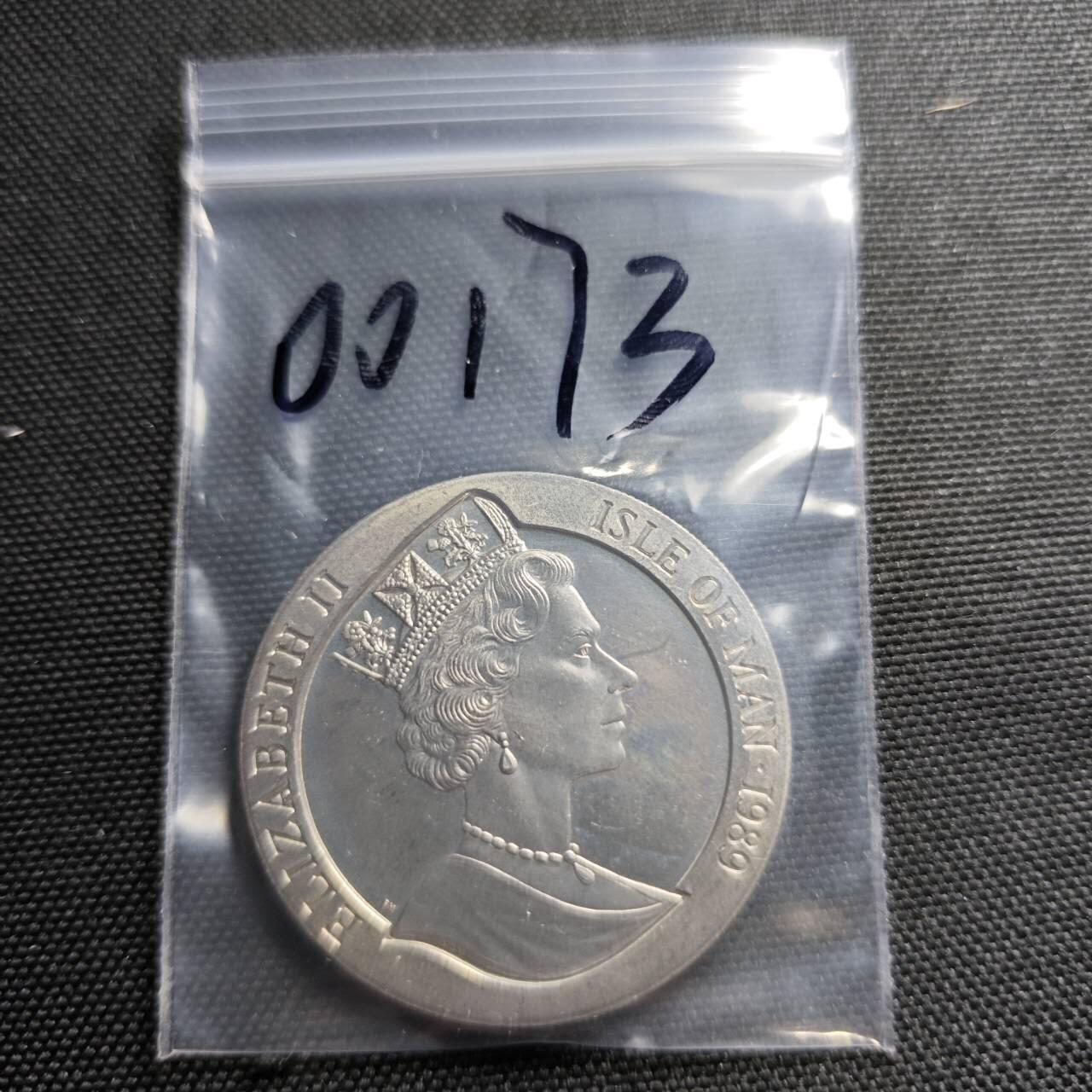 KK钱币收藏小铺  第400期  百期特拍（四拍之四）2月预留时间 周末发货   1989马恩岛1克朗纪念币 华盛顿就职典礼纪念