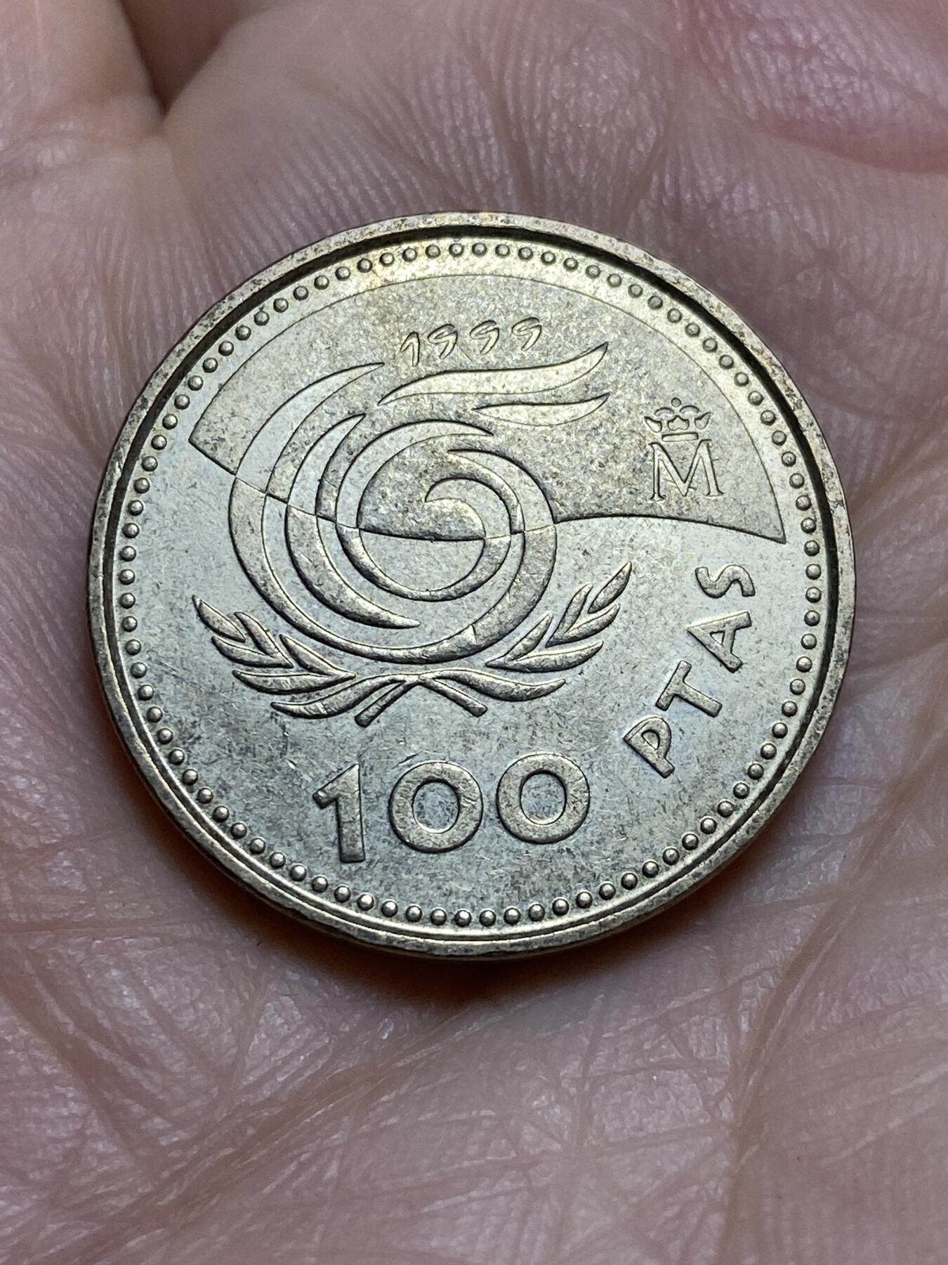 2026年第十四场(总第一百八十三场）外国好品散币场(免佣金) 西班牙🇪🇸1999年100比塞塔(国际老年人年纪念币)