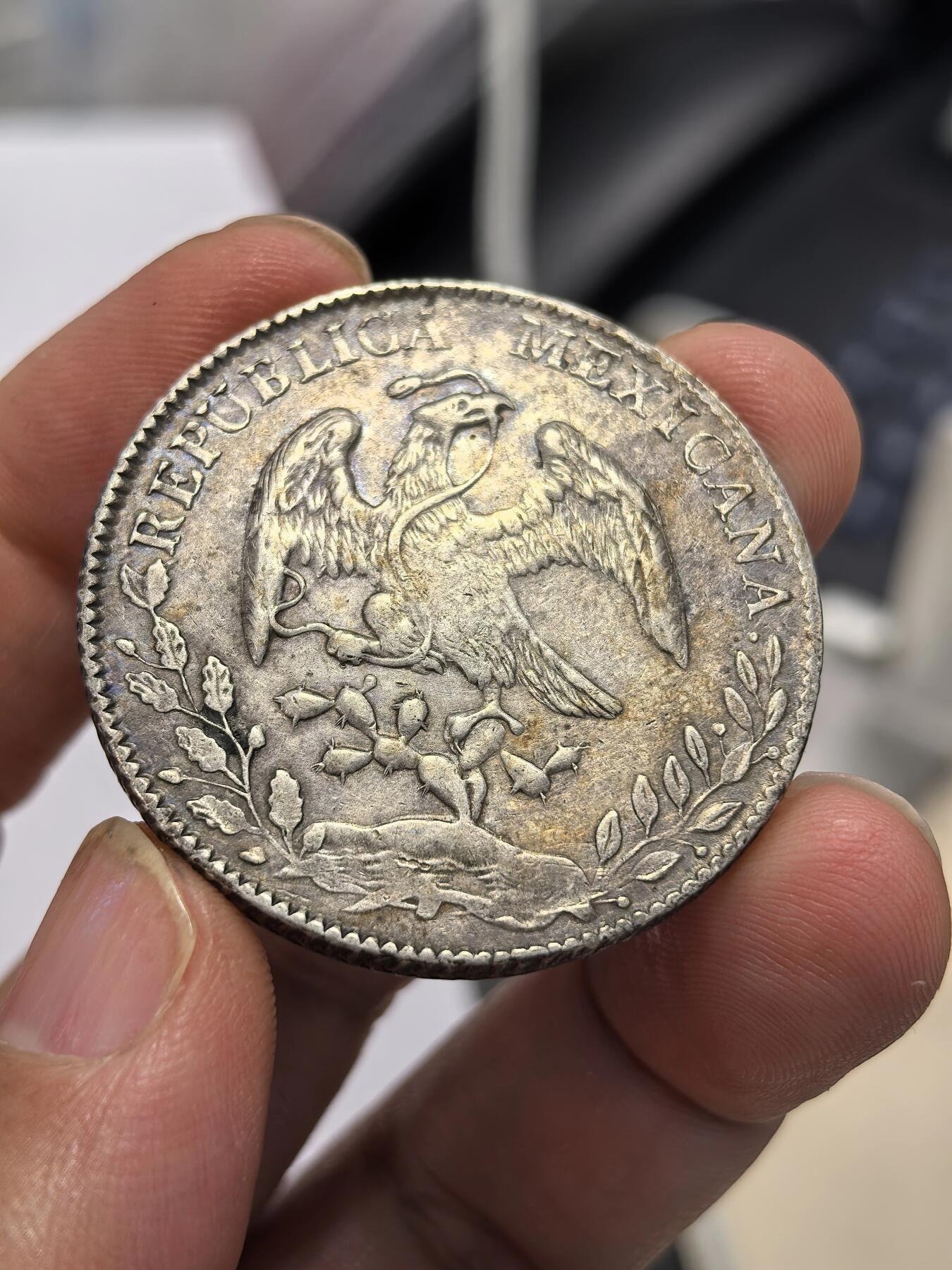 博洋堂世界钱币拍卖第158期（全场包邮） 墨西哥花边鹰洋ZS 1882 JS 8里亚尔 老油彩包浆