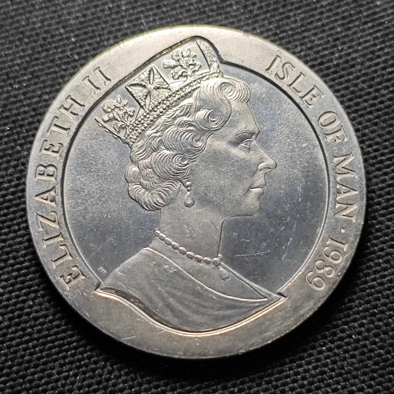 KK钱币收藏小铺  第400期  百期特拍（四拍之四）2月预留时间 周末发货   1989马恩岛1克朗纪念币 华盛顿就职典礼纪念