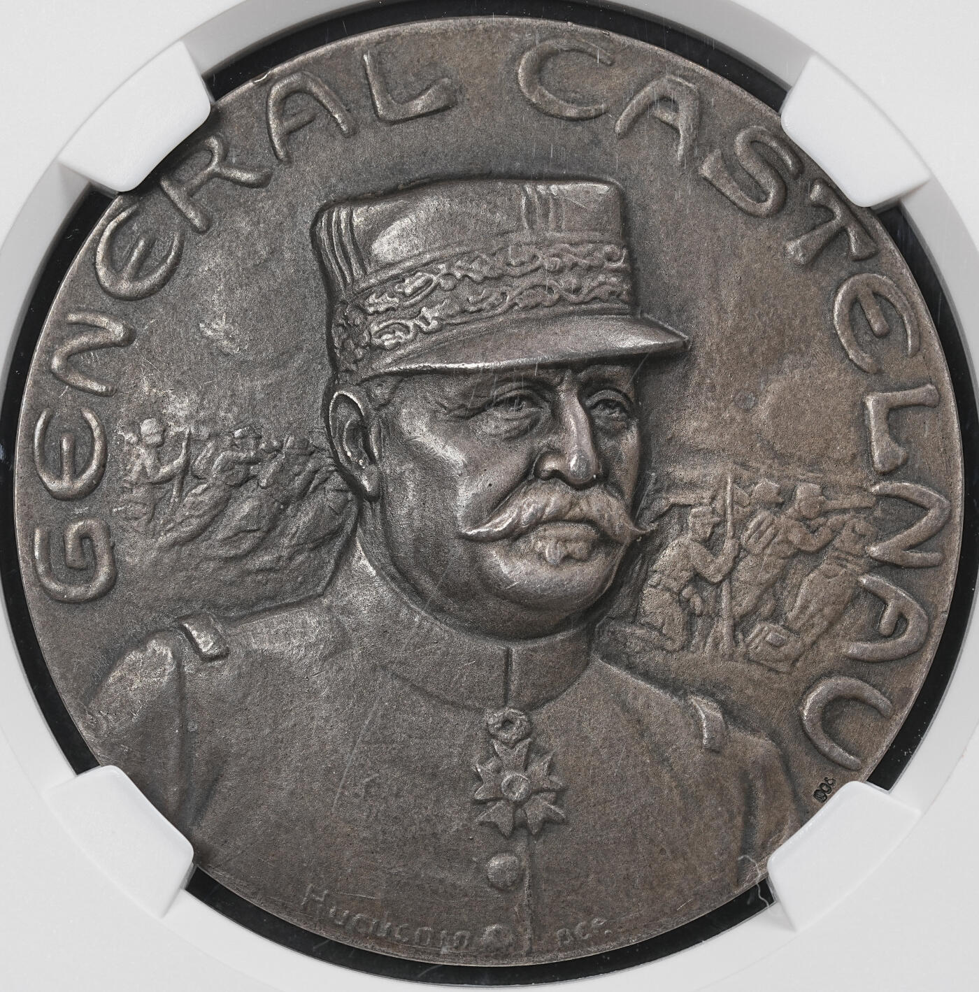 修遠堂世界钱币第102期 NGC MS63 法国一战重要将领卡斯泰尔诺将军（Noël Édouard de Curières de Castelnau）纪念银章，重20.57g