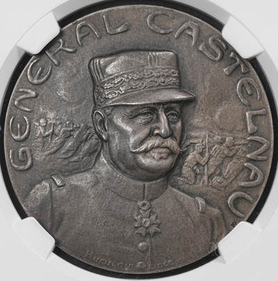 修遠堂世界钱币第102期 - NGC MS63 法国一战重要将领卡斯泰尔诺将军（Noël Édouard de Curières de Castelnau）纪念银章，重20.57g