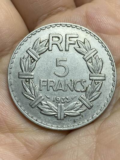 2026年第十四场(总第一百八十三场）外国好品散币场(免佣金) - 法兰西第三共和国1933年5法郎(纯镍材质版)