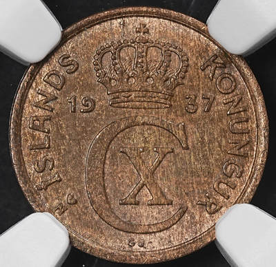 修遠堂世界钱币第102期 - NGC MS64BN 1937年冰岛1 EYRIR，较少见的年份