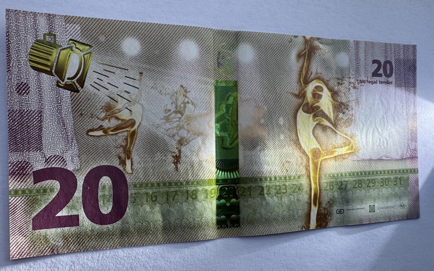 2026第2场（总第229期）：精品测试钞、连体钞综合场 路易森塔尔 JUMP系列RollingStar® LEAD“芭蕾舞”20面值测试钞UNC