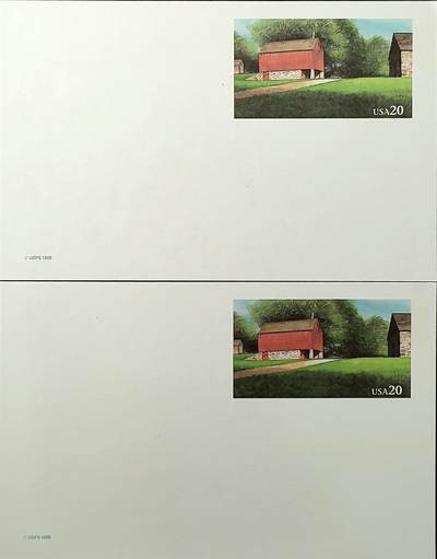 ↓君缘收藏721期☞钱币邮品↓无佣金、可寄存、满30元包邮  - 美国明信片，1995年红色谷仓邮资明信片，随机发一枚