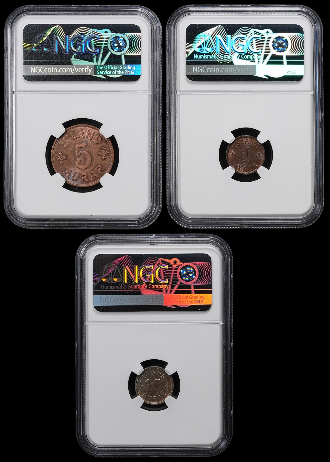 修遠堂世界钱币第102期 NGC评级 冰岛钱币3枚