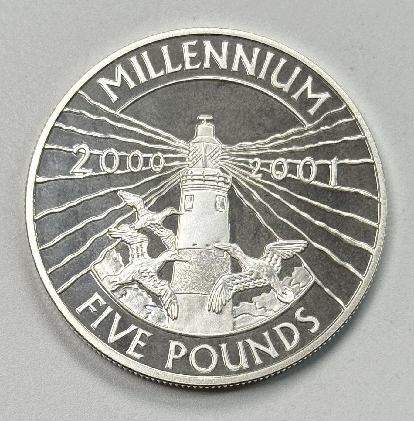 S&S Numismatic世界钱币-拍卖 第119期  奥尔德尼岛2000年 千禧年 5英镑精制纪念银币 28.28克925银，品相如图