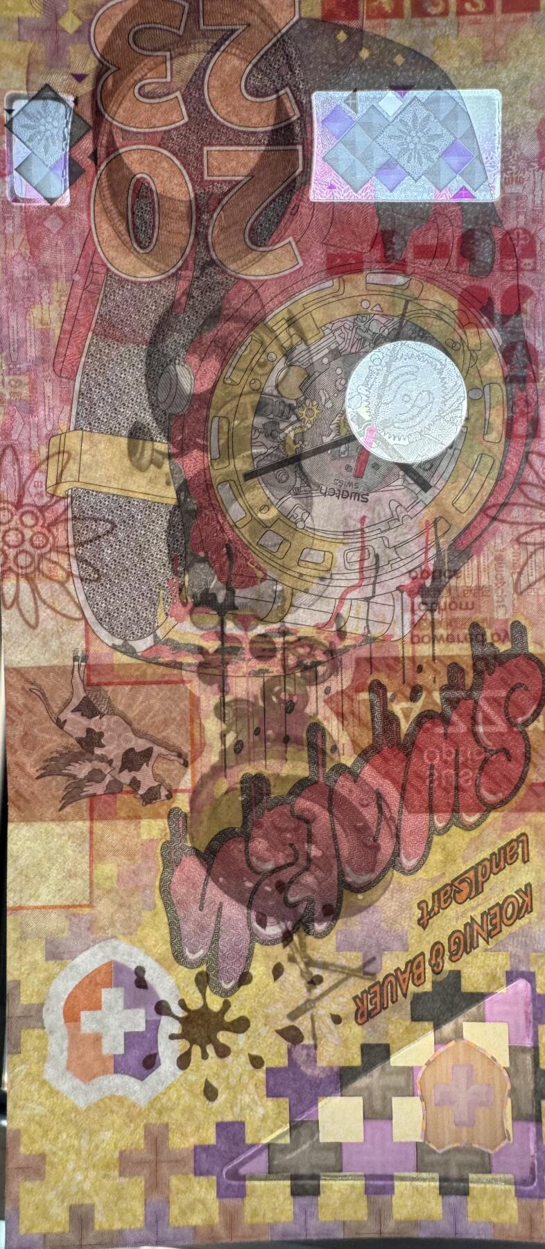 2026第2场（总第229期）：精品测试钞、连体钞综合场 德国高宝Koenig&Bauer 2023年“swatch”手表系列Durasafe三层复合基材测试钞UNC（采用了SUSI Optics JAZZ新技术）