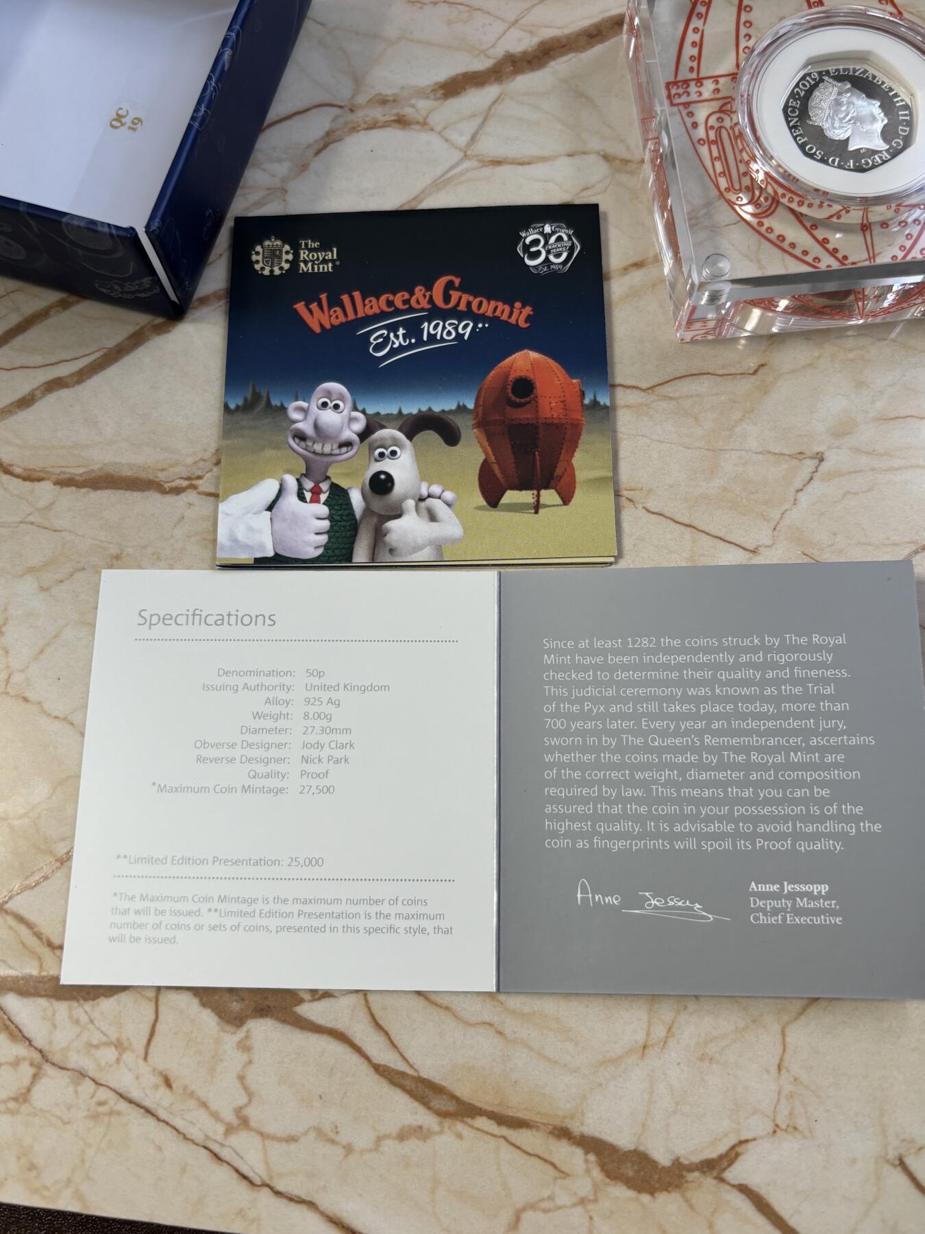 第189期拍卖 英国2019年超级无敌掌门狗华莱士和格罗米特银币，925银，8克，发行25000枚