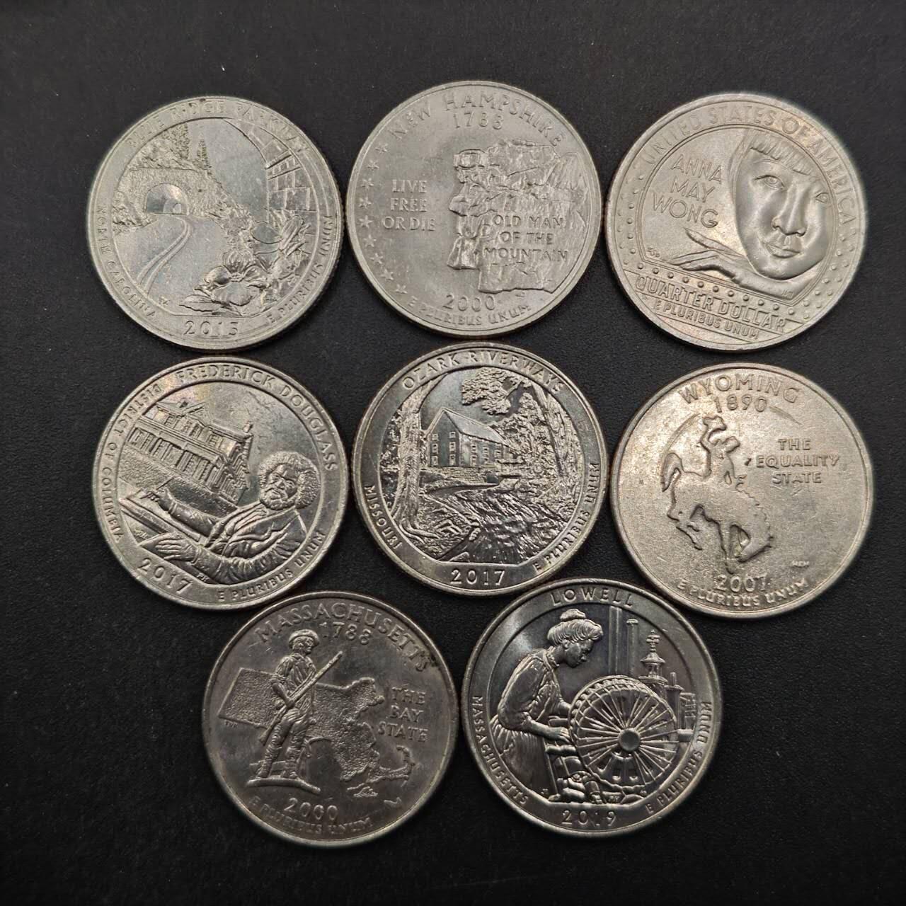 【淘币小摊】限时拍第八百五十三拍  散币银币场  满百包邮可预留两周  周一统一发货  美国25分纪念币8枚