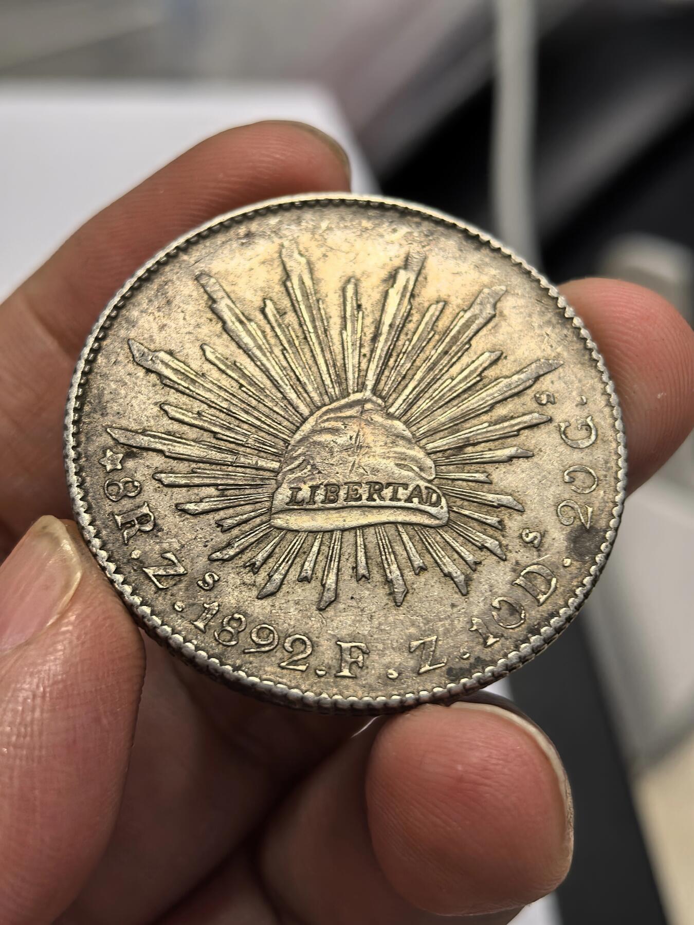 博洋堂世界钱币拍卖第158期（全场包邮） 墨西哥花边鹰洋ZS 1892 FZ 8里亚尔 老油彩包浆