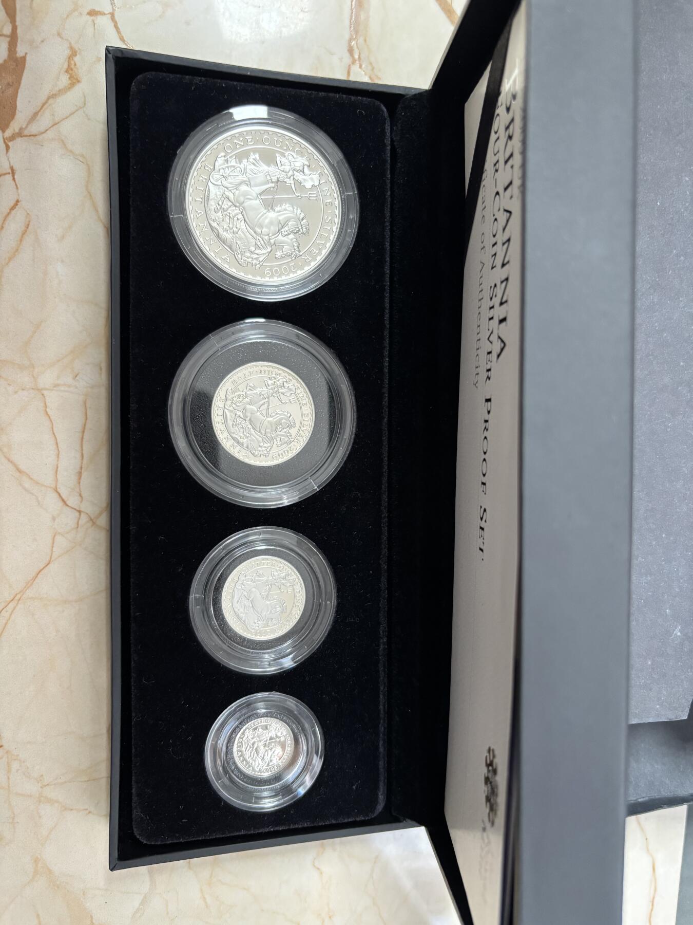 第189期拍卖 英国2009年不列颠尼亚女神投资精制纪念银币4枚，958银，32.5克/16.22克/8.11克/3.24克，发行2500套