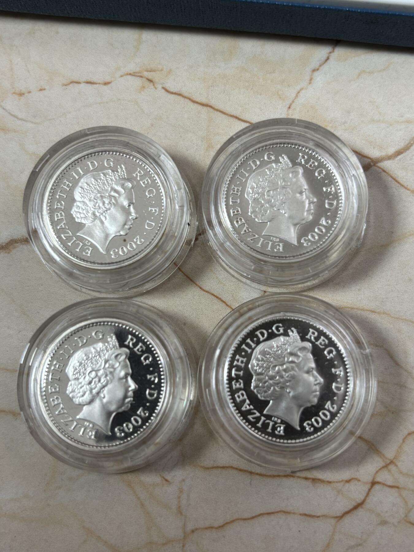 第189期拍卖 英国2003年桥梁系列1英镑精制纪念银币4枚全套，925银，9.5克*4