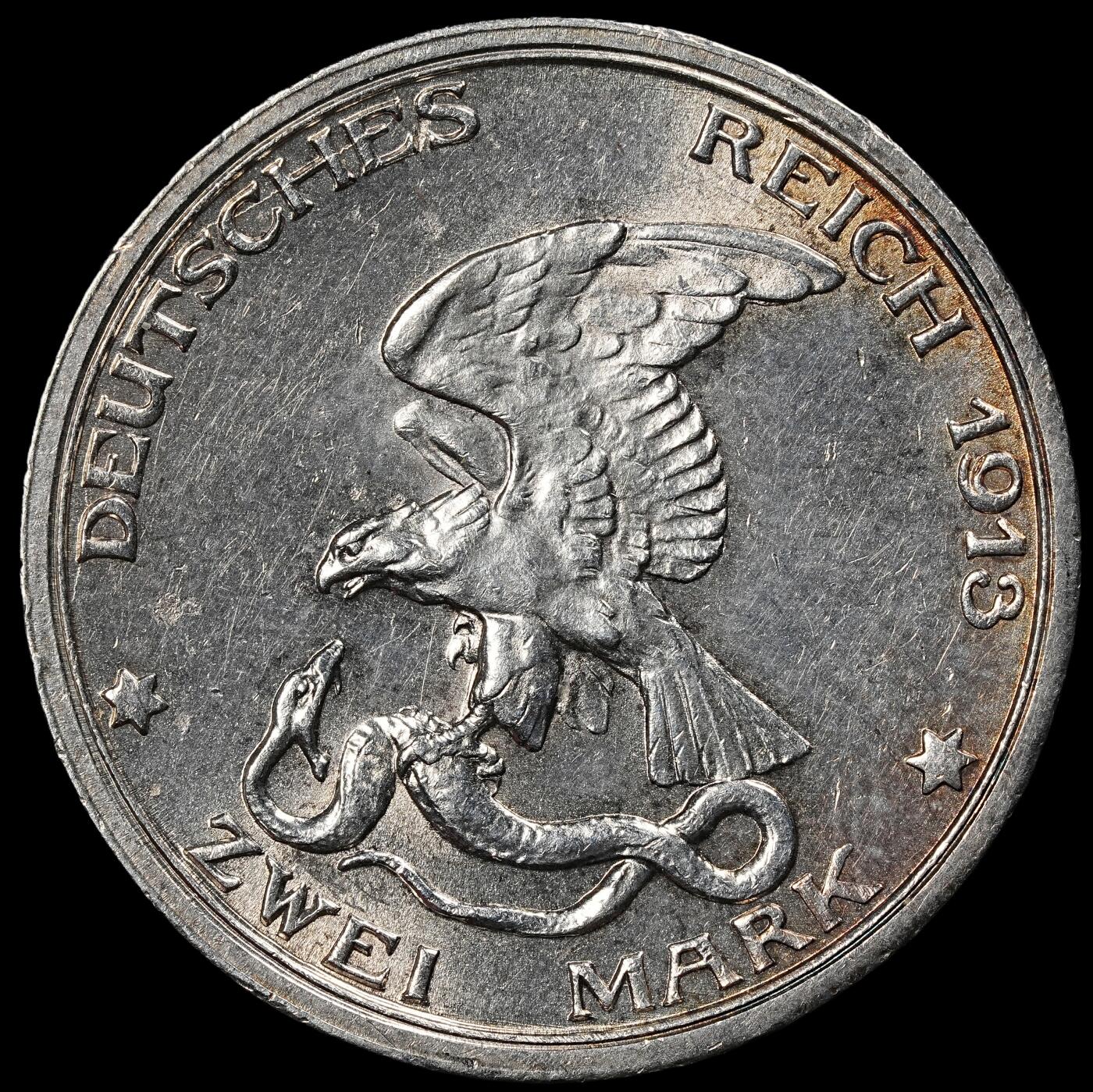 修遠堂世界钱币第102期 1913年普鲁士战胜拿破仑百年纪念2马克银币