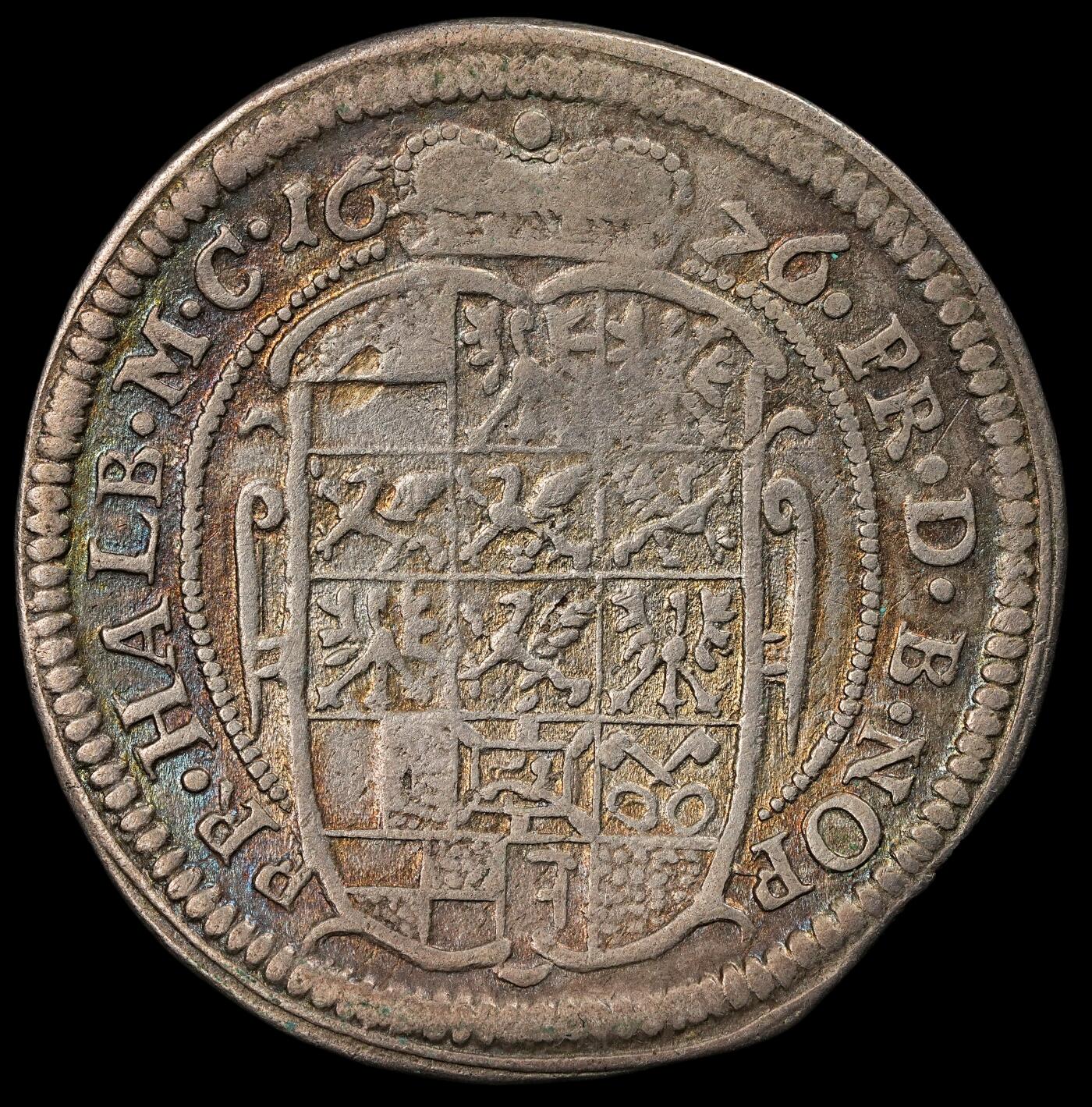 修遠堂世界钱币第102期 1676年勃兰登堡 - 安斯巴赫公国1/6泰勒银币，5.62g