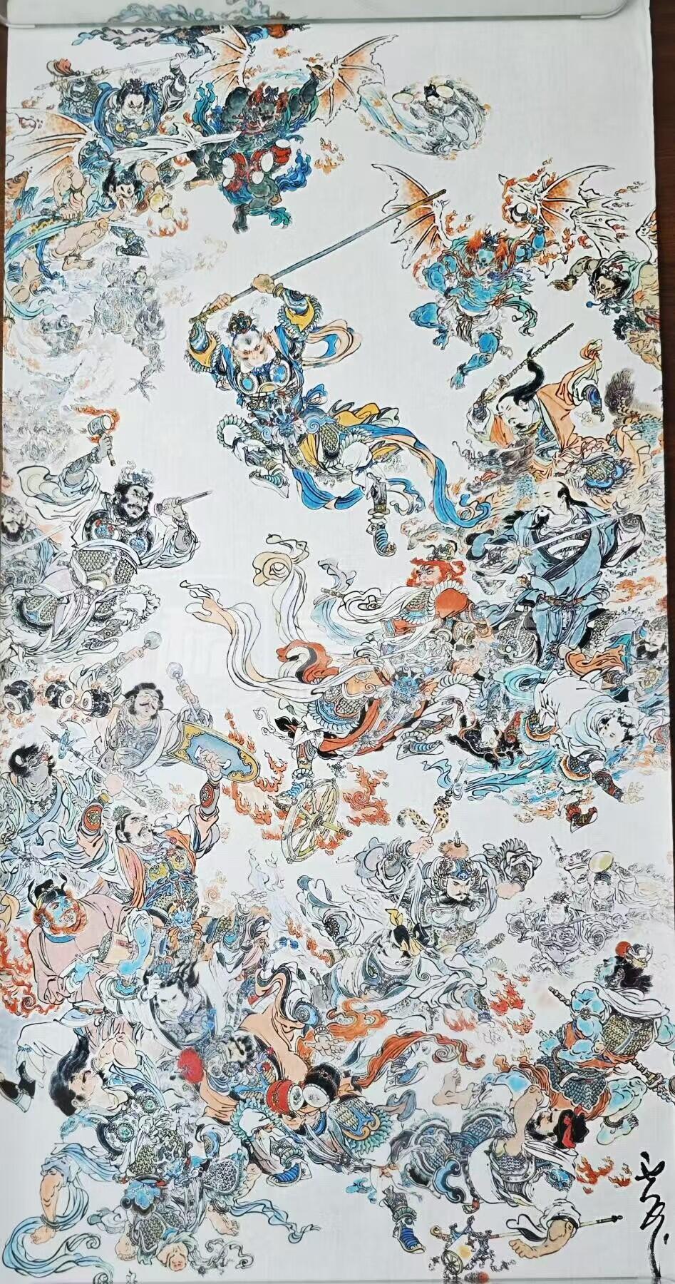 阳大大卡牌拍卖第95期（持续收拍品，周五晚上九点截拍，进群福利早知道） 李云中手绘原画复制宣纸版15张 春夏秋冬水火六神 齐天大圣 孙悟空等品相如图  2张李云中亲签