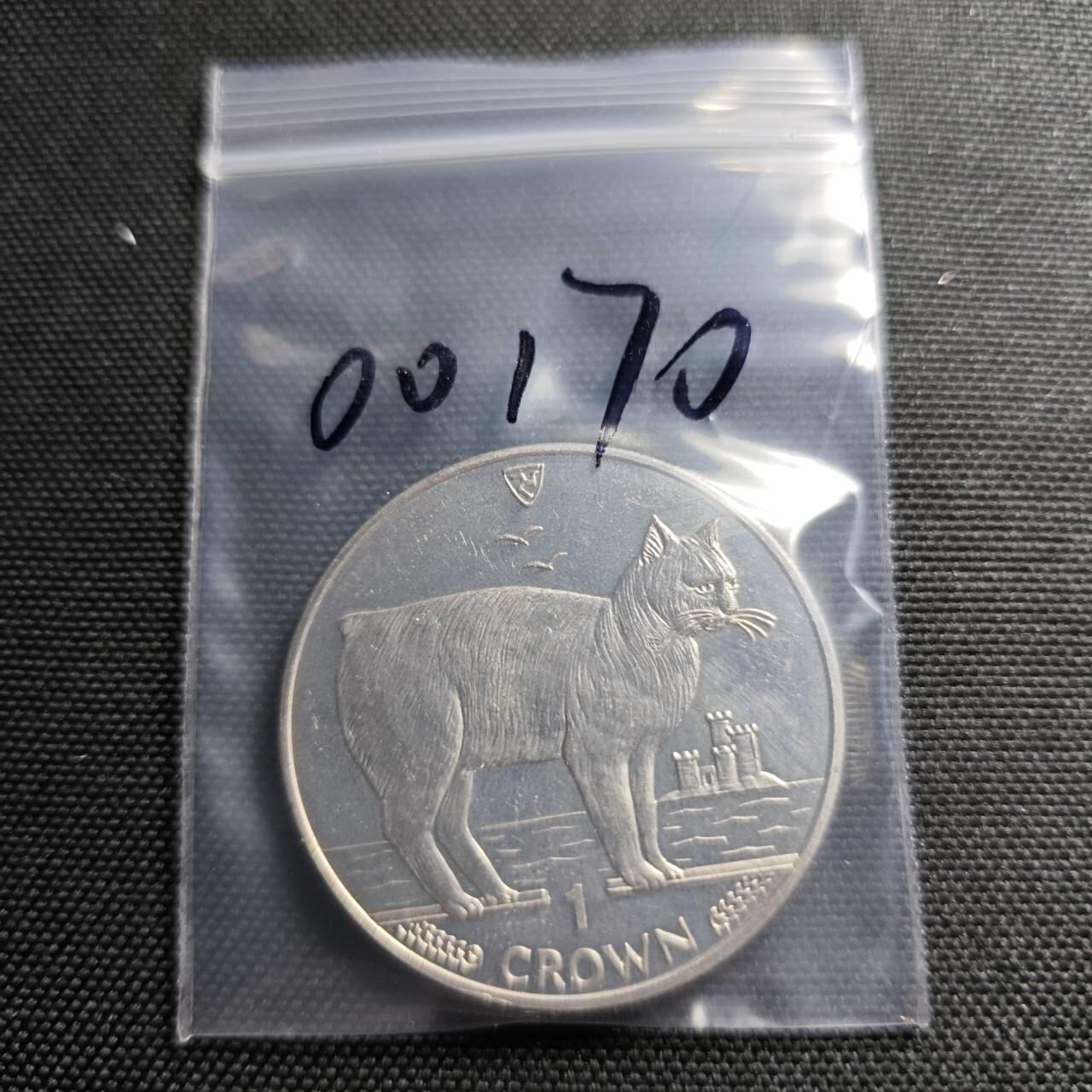 KK钱币收藏小铺  第400期  百期特拍（四拍之四）2月预留时间 周末发货  1988马恩岛1克朗纪念币 无尾猫