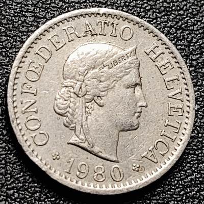 泉币菌-第174场- 精品福利场 - 1980 瑞士10生丁10分女神 19mm