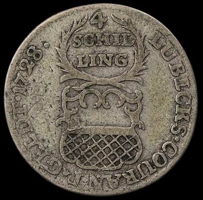 修遠堂世界钱币第102期 - 1728年吕贝克自由市4先令银币，2.68g