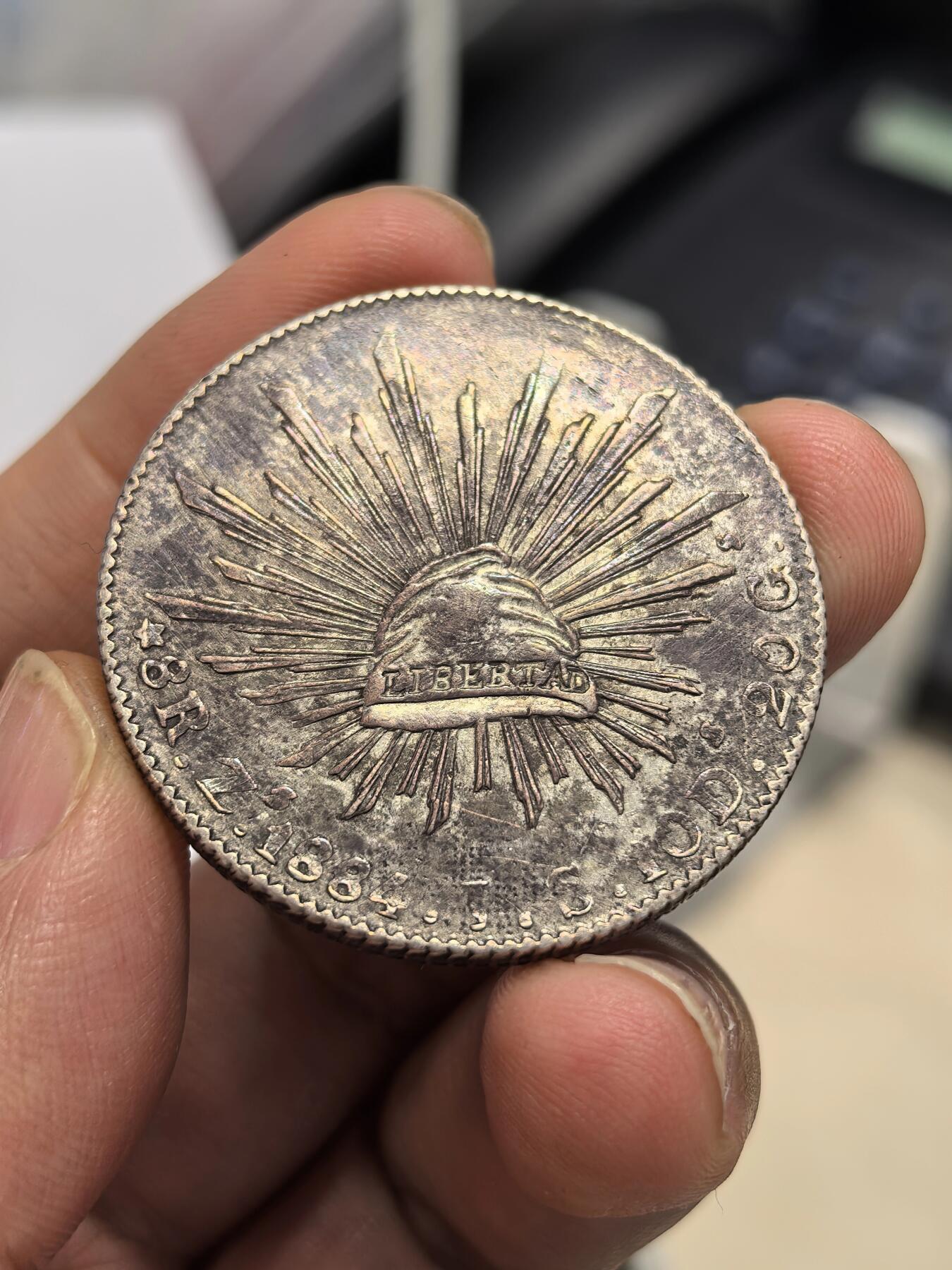 博洋堂世界钱币拍卖第158期（全场包邮） 墨西哥花边鹰洋ZS 1884 JS 8里亚尔 老油彩包浆